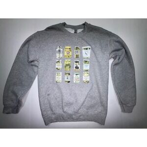 Gildan Heavy Blend Gray Pickle Jar Graphic Crewneck Sweatshirt Size S